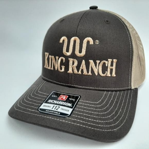 King Ranch Richardson 112 Trucker Mesh Snapback Hat Cap Brown Embroidered Wester King Ranch Leather Patch Hat – Richardson 112 Trucker Hat  main image 4